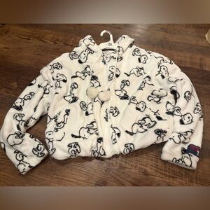 Peanuts White Fleece Jacket with Snoopy Print